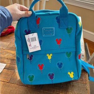 Loungefly Blue Backpack with Colorful Balloon Design